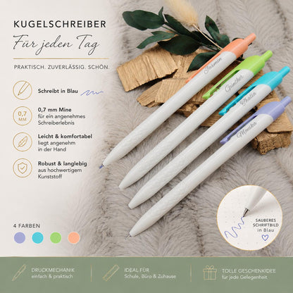Kugelschreiber personalisiert 4 verschiedene Farben mit Gravur Kuli Stift Gastgeschenk Geschenk Kugelschreiber