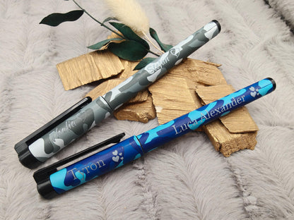 Gelschreiber personalisiert Camouflage Muster mit Gravur Kuli abnehmbare Kappe Stift Gastgeschenk Geschenk Kugelschreiber