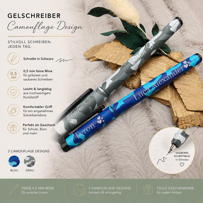 Gelschreiber personalisiert Camouflage Muster mit Gravur Kuli abnehmbare Kappe Stift Gastgeschenk Geschenk Kugelschreiber