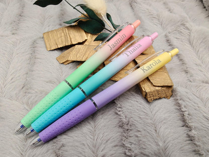 Gelschreiber personalisiert zarter Farbverlauf gummierter Griff mit Gravur Kuli Stift Gastgeschenk Geschenk