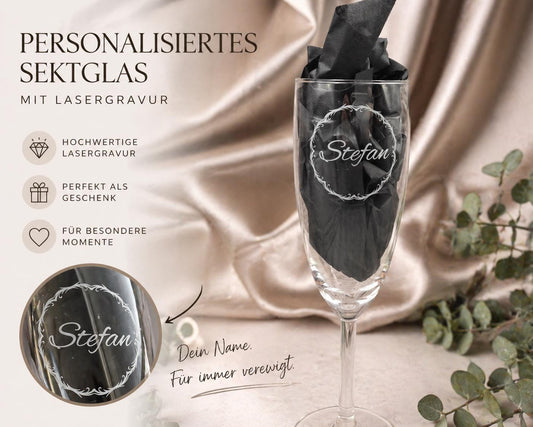 Sektglas mit Gravur personalisiert Glas Sektkelch 210ml Geschenkidee Namensgravur