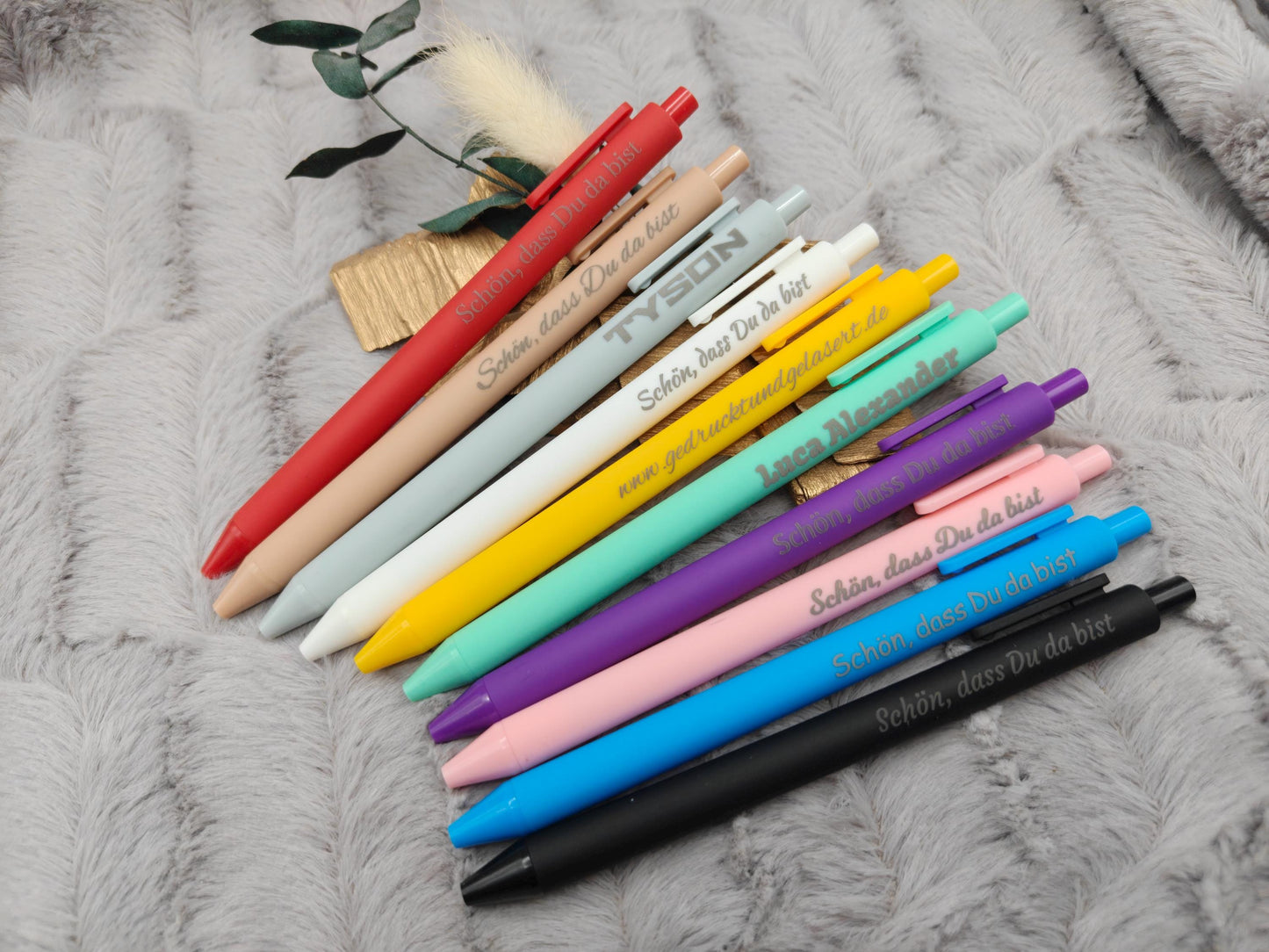 Gelschreiber personalisiert 10 Farben samtige Oberfläche mit Gravur Kuli Stift Gastgeschenk Geschenk Kugelschreiber