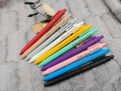 Gelschreiber personalisiert 10 Farben samtige Oberfläche mit Gravur Kuli Stift Gastgeschenk Geschenk Kugelschreiber