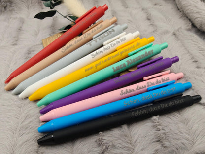 Gelschreiber personalisiert 10 Farben samtige Oberfläche mit Gravur Kuli Stift Gastgeschenk Geschenk Kugelschreiber