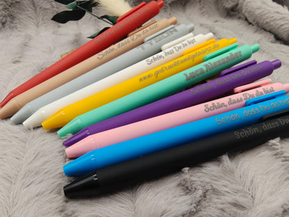 Gelschreiber personalisiert 10 Farben samtige Oberfläche mit Gravur Kuli Stift Gastgeschenk Geschenk Kugelschreiber