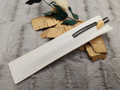 Kugelschreiber personalisiert aus Bambus mit PU Kunstleder-Etui mit Gravur gunmetal Kuli Stift Holz Gastgeschenk Geschenk Gift