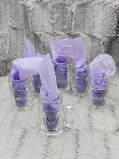 Schnapsglas Mini personalisiert Maßkrug Bierkrug Glas JGA Hochzeit Party Gag 40ml mit individueller Gravur