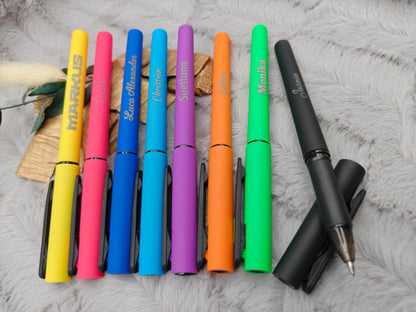 Gelschreiber personalisiert 8 verschiedene Farben gummierter Griff mit Gravur Kuli Stift Gastgeschenk Geschenk Kugelschreiber