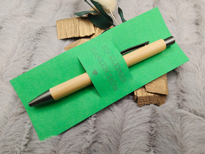Kugelschreiber Bambus personalisiert in Papphülle mit "Ein Kleines Dankeschön" 10 Schöne Farben Geschenk Bambus individueller Gravur
