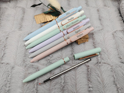 Gelschreiber personalisiert 6 pastellige Farben samtige Oberfläche mit Gravur Kuli Stift Gastgeschenk Geschenk Kugelschreiber