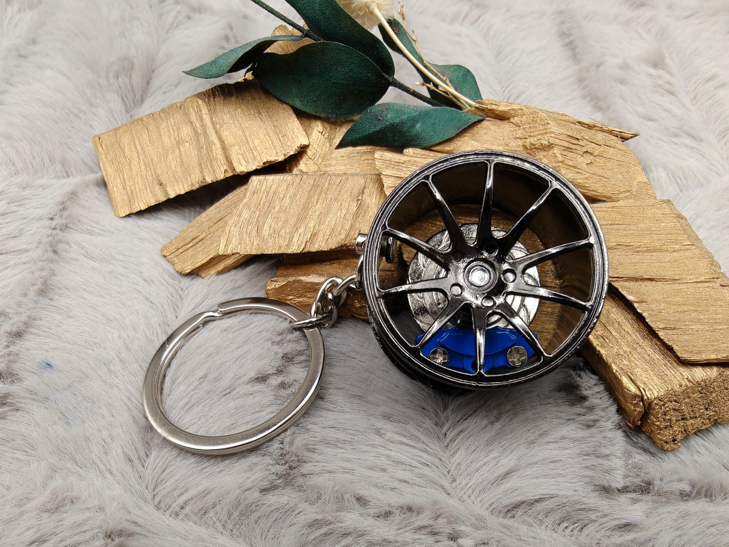 Personalisierter Felgen Schlüsselanhänger mit Gravur | Auto Felge | Aluminium Anhänger | Tuning Geschenk | Bremssattel rot blau gelb