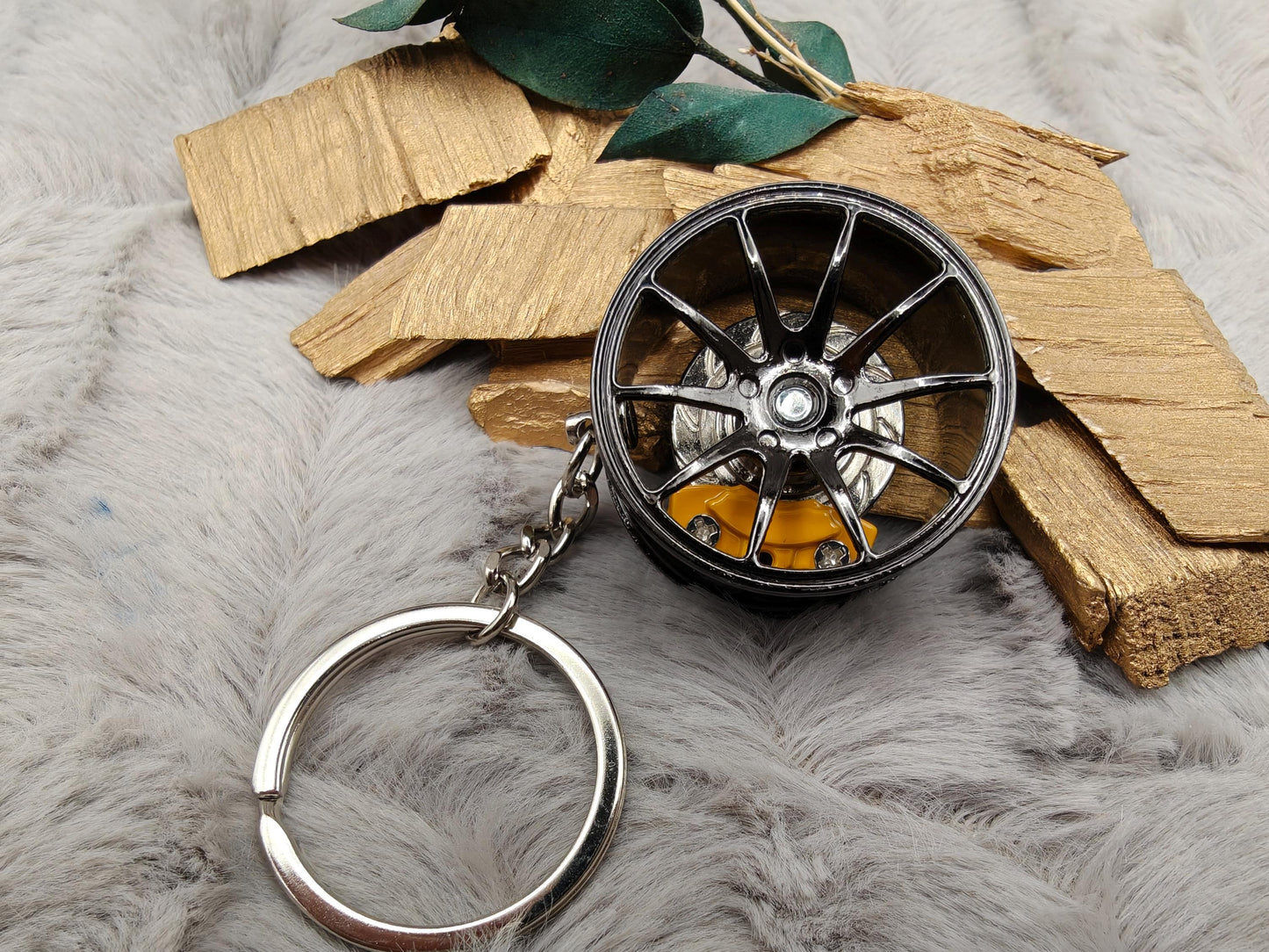 Personalisierter Felgen Schlüsselanhänger mit Gravur | Auto Felge | Aluminium Anhänger | Tuning Geschenk | Bremssattel rot blau gelb