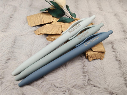 Gelschreiber personalisiert 12 erdige Farben samtige Oberfläche mit Gravur Kuli Stift Gastgeschenk Geschenk Kugelschreiber