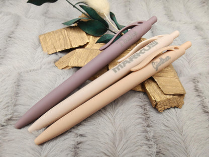 Gelschreiber personalisiert 12 erdige Farben samtige Oberfläche mit Gravur Kuli Stift Gastgeschenk Geschenk Kugelschreiber