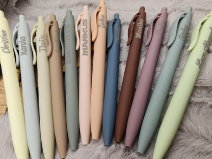 Gelschreiber personalisiert 12 erdige Farben samtige Oberfläche mit Gravur Kuli Stift Gastgeschenk Geschenk Kugelschreiber