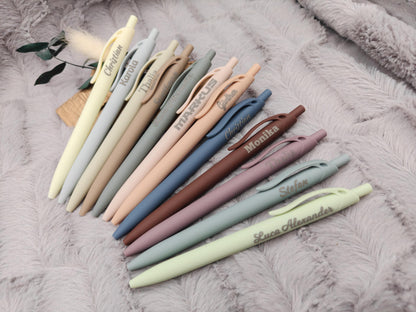Gelschreiber personalisiert 12 erdige Farben samtige Oberfläche mit Gravur Kuli Stift Gastgeschenk Geschenk Kugelschreiber