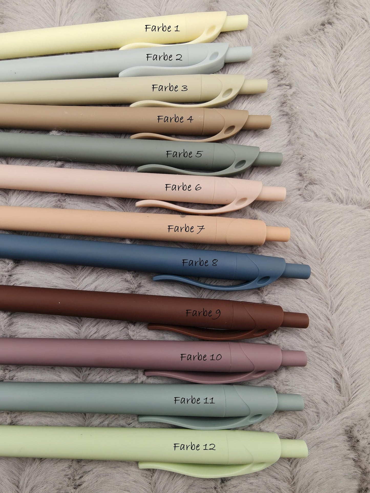 Gelschreiber personalisiert 12 erdige Farben samtige Oberfläche mit Gravur Kuli Stift Gastgeschenk Geschenk Kugelschreiber