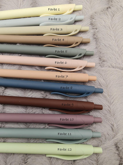 Gelschreiber personalisiert 12 erdige Farben samtige Oberfläche mit Gravur Kuli Stift Gastgeschenk Geschenk Kugelschreiber