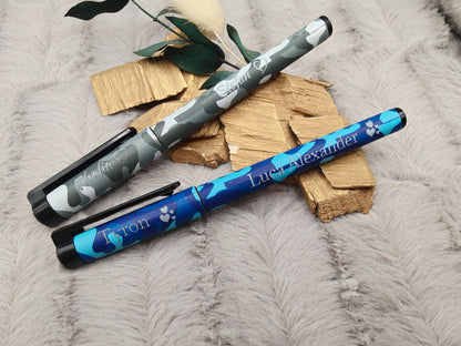Gelschreiber personalisiert Camouflage Muster mit Gravur Kuli abnehmbare Kappe Stift Gastgeschenk Geschenk Kugelschreiber