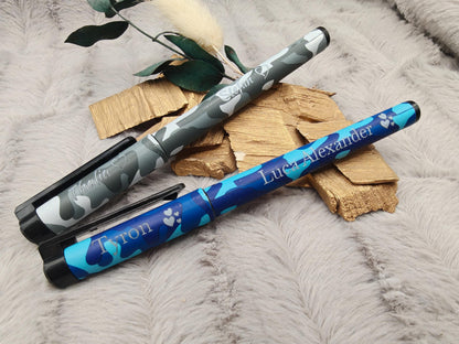 Gelschreiber personalisiert Camouflage Muster mit Gravur Kuli abnehmbare Kappe Stift Gastgeschenk Geschenk Kugelschreiber
