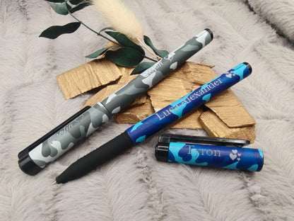Gelschreiber personalisiert Camouflage Muster mit Gravur Kuli abnehmbare Kappe Stift Gastgeschenk Geschenk Kugelschreiber