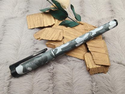Gelschreiber personalisiert Camouflage Muster mit Gravur Kuli abnehmbare Kappe Stift Gastgeschenk Geschenk Kugelschreiber