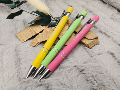 Kugelschreiber personalisiert mit Touchpen 3 Farben aus Aluminium mit Gravur Kuli Stift Holz Gastgeschenk Geschenk