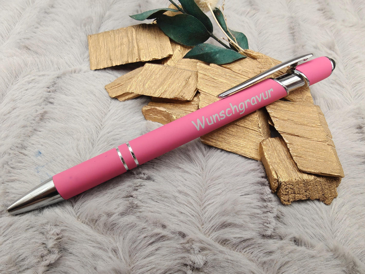 Kugelschreiber personalisiert mit Touchpen 3 Farben aus Aluminium mit Gravur Kuli Stift Holz Gastgeschenk Geschenk