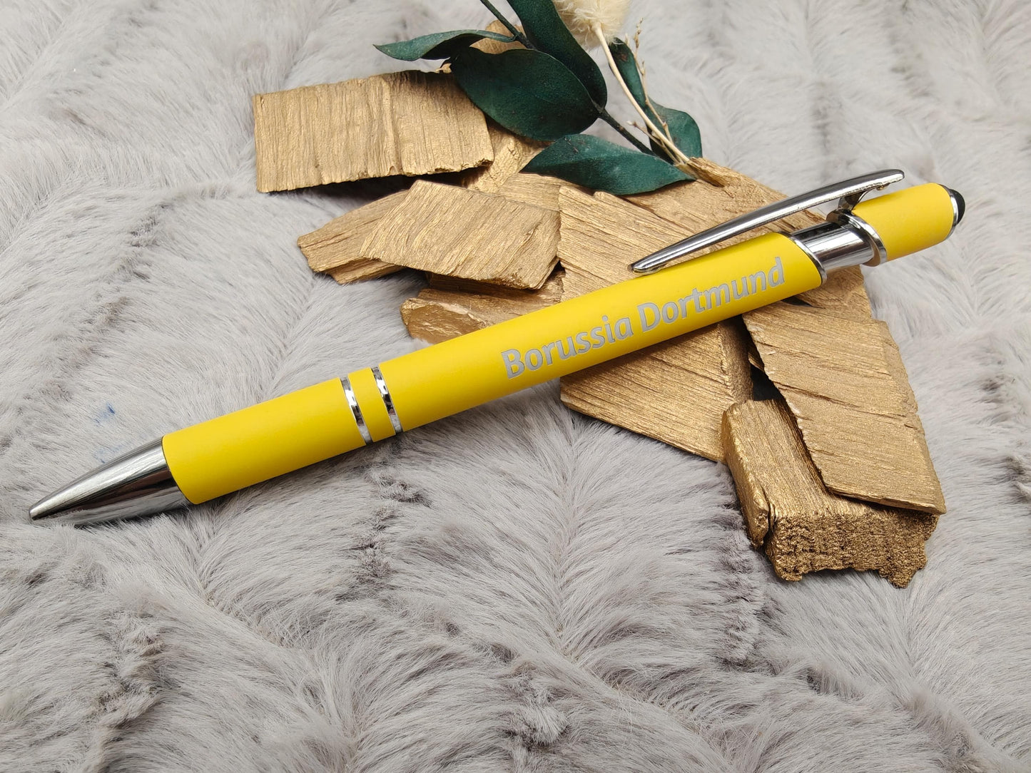Kugelschreiber personalisiert mit Touchpen 3 Farben aus Aluminium mit Gravur Kuli Stift Holz Gastgeschenk Geschenk