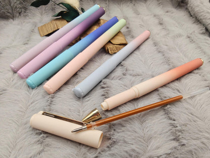 Personalisierter Gelschreiber mit Farbverlauf | Soft-Touch Stift mit Gravur | Name auf Kappe oder Griff | Bunte Tinte | Geschenk
